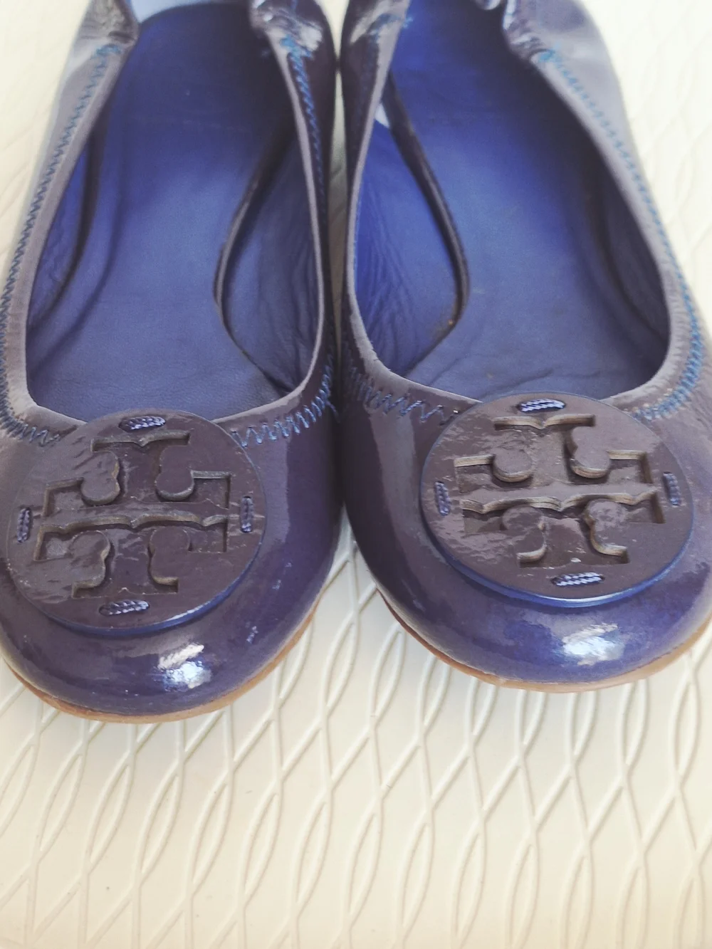 💙Tory Burch Patent Leather Ballet Flats in Deep Purple 🤍Sz 7.5M